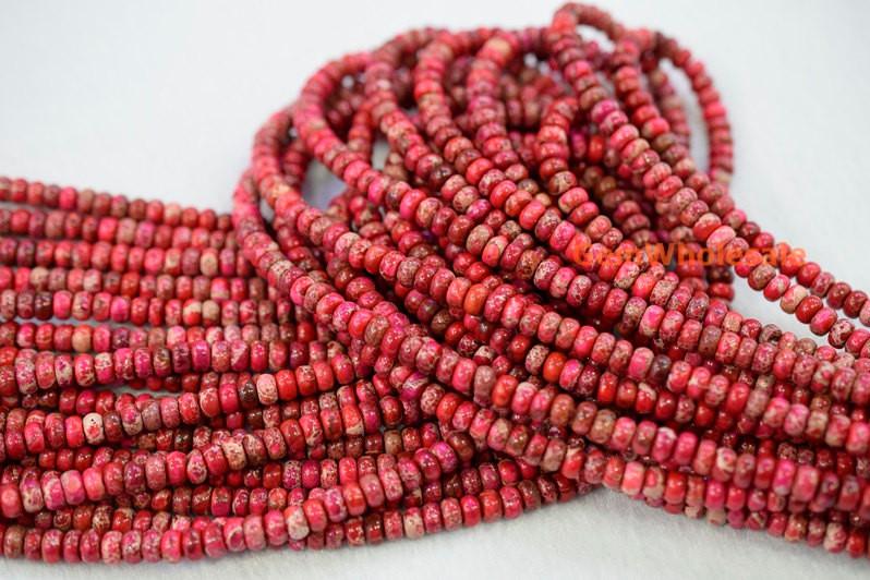 15.5"  red Sea Sediment rondelle 3x6mm, Aqua Terra Jasper rondelle,Magenta Emperor stone