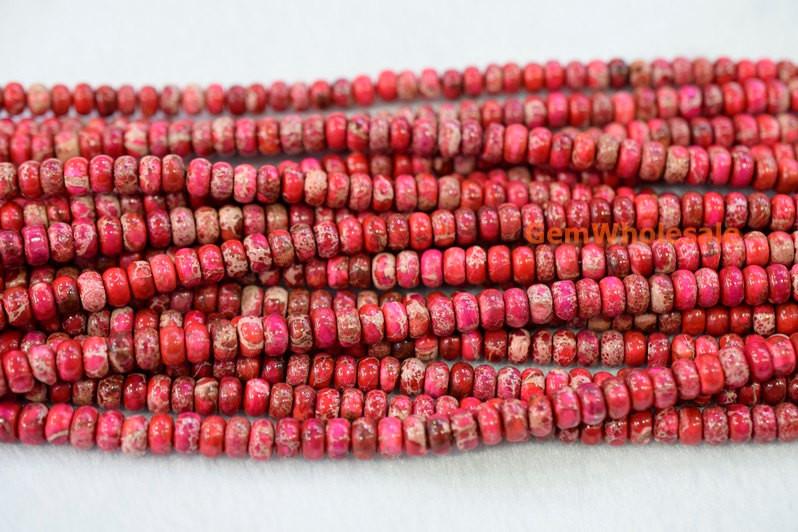 15.5"  red Sea Sediment rondelle 3x6mm, Aqua Terra Jasper rondelle,Magenta Emperor stone
