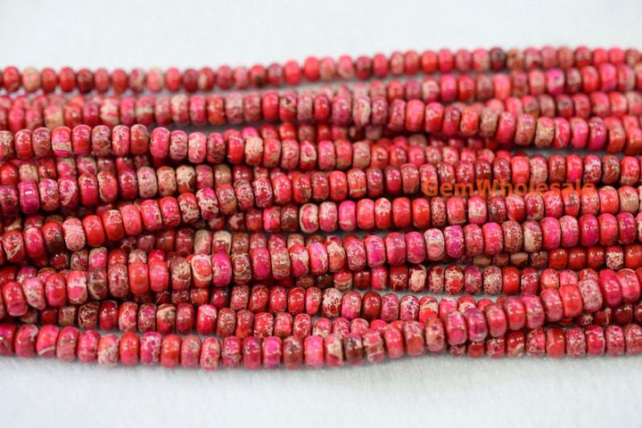 15.5"  red Sea Sediment rondelle 3x6mm, Aqua Terra Jasper rondelle,Magenta Emperor stone