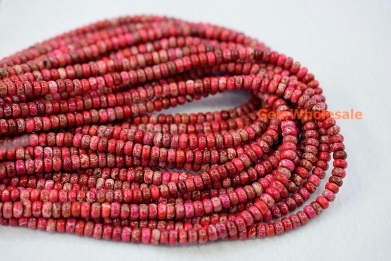 15.5"  red Sea Sediment rondelle 3x6mm, Aqua Terra Jasper rondelle,Magenta Emperor stone