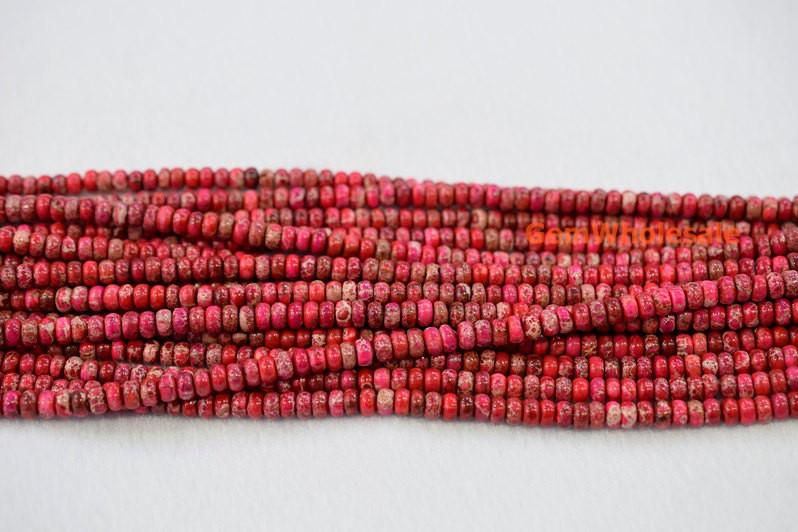 15.5"  red Sea Sediment rondelle 3x6mm, Aqua Terra Jasper rondelle,Magenta Emperor stone