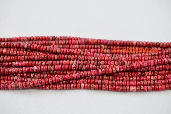 15.5"  red Sea Sediment rondelle 3x6mm, Aqua Terra Jasper rondelle,Magenta Emperor stone