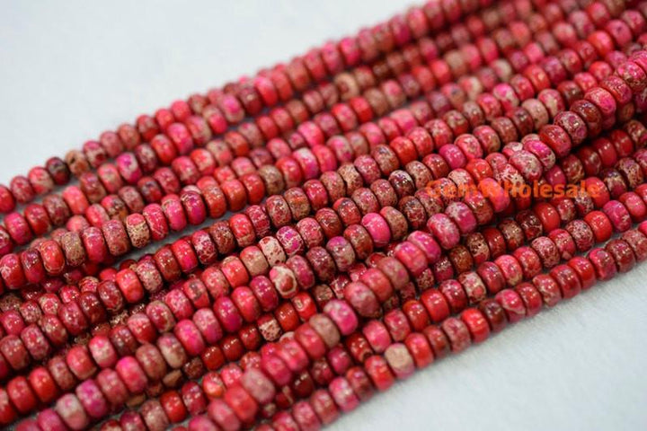 15.5"  red Sea Sediment rondelle 3x6mm, Aqua Terra Jasper rondelle,Magenta Emperor stone