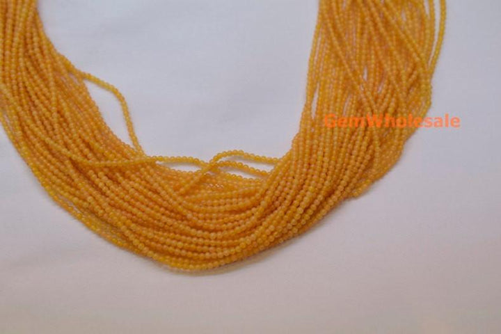 15.5" 2mm natural yellow jade Round beads gemstone
