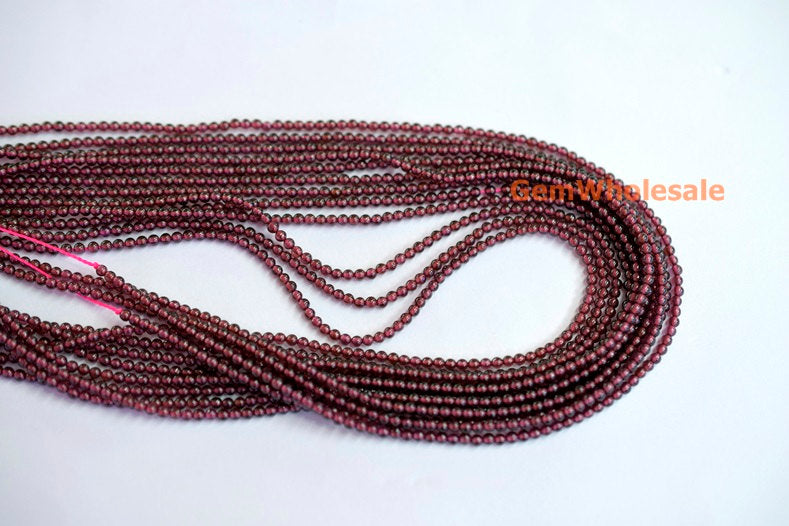 15.5" Wine Red garnet 2mm round beads , Red color 2mm small gemstone