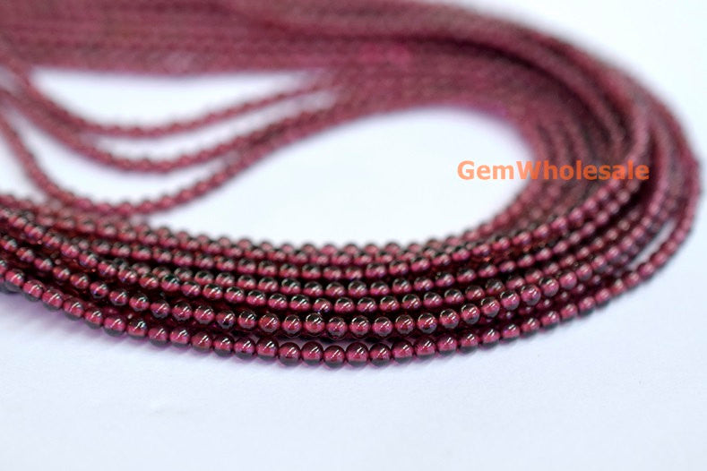 15.5" Wine Red garnet 2mm round beads , Red color 2mm small gemstone