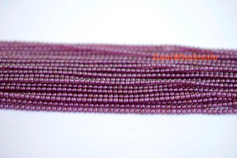 15.5" Purple Red garnet 2mm round beads , purple color 2mm gemstone