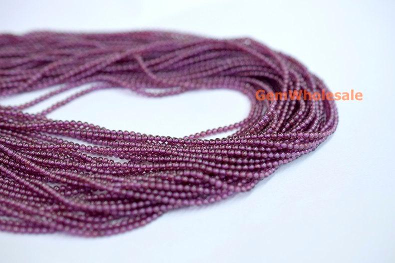 15.5" Purple Red garnet 2mm round beads , purple color 2mm gemstone