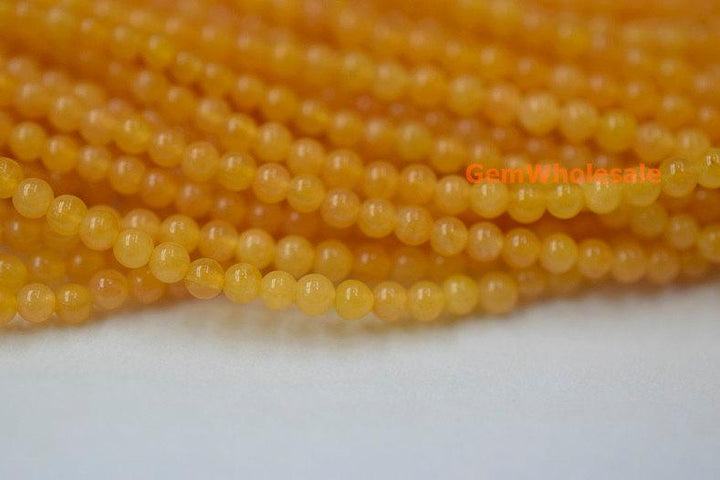 15.5" 2mm natural yellow jade Round beads gemstone
