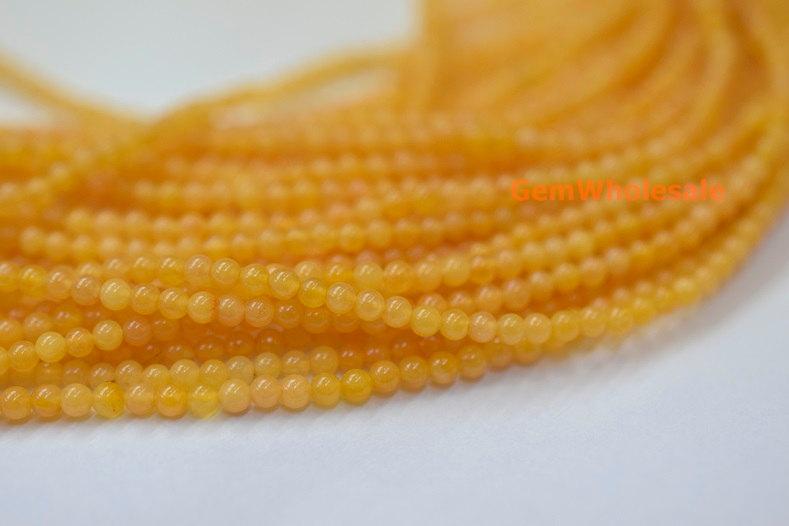 15.5" 2mm natural yellow jade Round beads gemstone