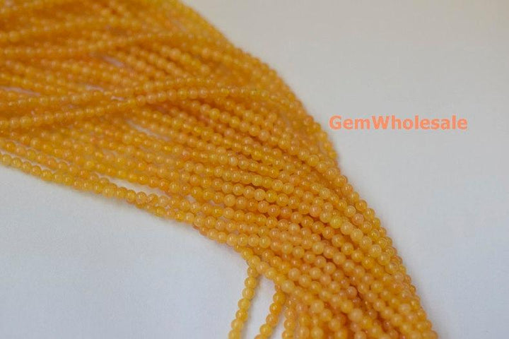 15.5" 2mm natural yellow jade Round beads gemstone