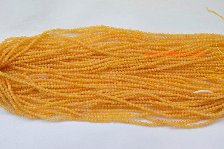 15.5" 2mm natural yellow jade Round beads gemstone