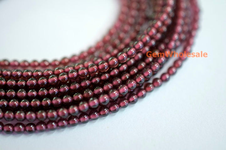 15.5" Wine Red garnet 2mm round beads , Red color 2mm small gemstone
