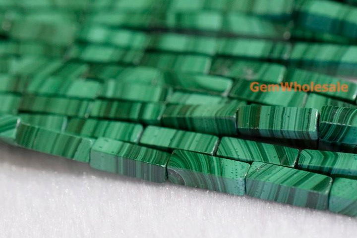 10PCS 4x13mm Genuine natural malachite stone Rectangle tube beads AA