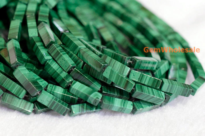 10PCS 4x13mm Genuine natural malachite stone Rectangle tube beads AA