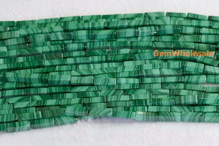 10PCS 4x13mm Genuine natural malachite stone Rectangle tube beads AA