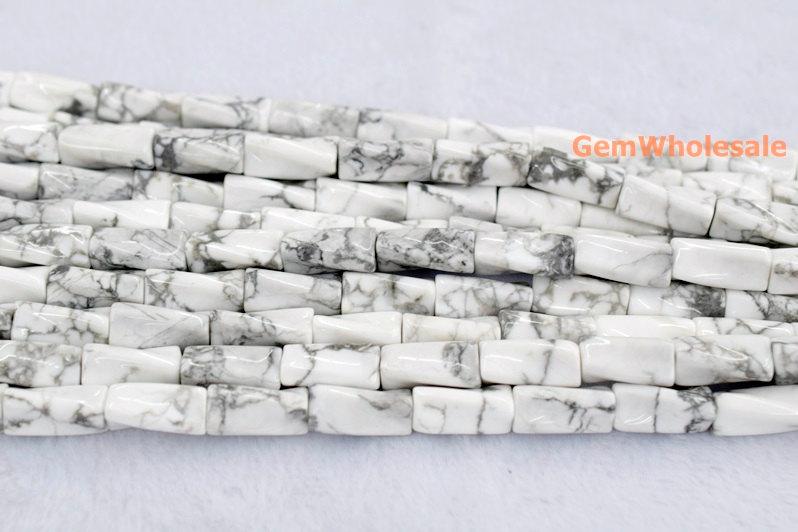 15.5" 9x20mm white howlite Twisted Column , white howlite Twisted tube,white marble column