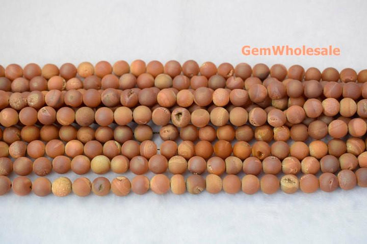 15" plating 6mm/8mm/10mm/12mm/14mm champane druzy Agate Round beads Gemstone