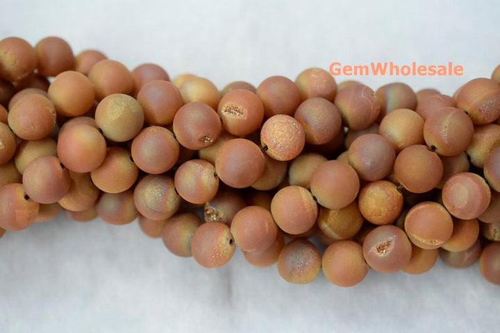 15" plating 6mm/8mm/10mm/12mm/14mm champane druzy Agate Round beads Gemstone