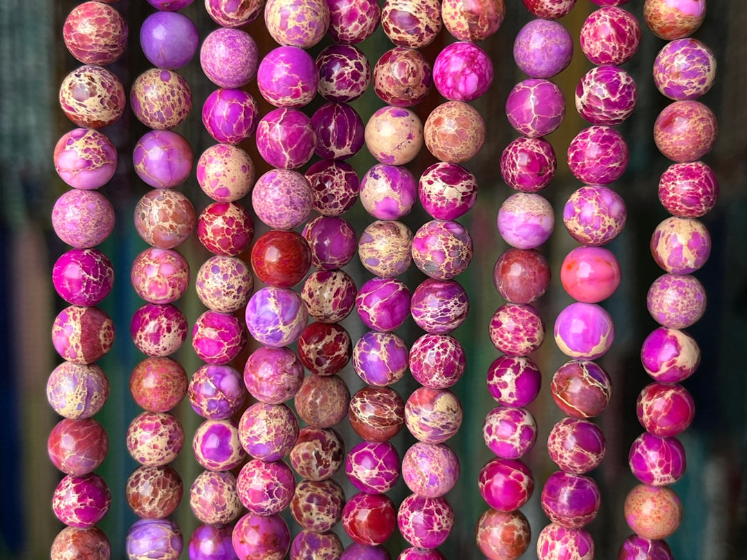 15.5" 8mm purple red emperor jasper round beads, Sea Sediment