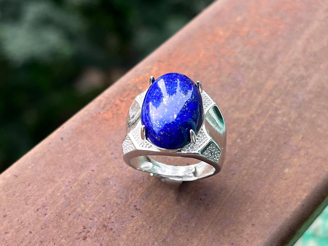 13x18mm Genuine Natural Lapis lazuli stone ring, gift for him