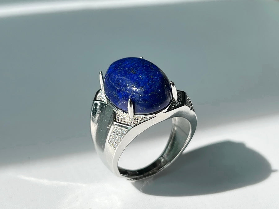 13x18mm Genuine Natural Lapis lazuli stone ring, gift for him