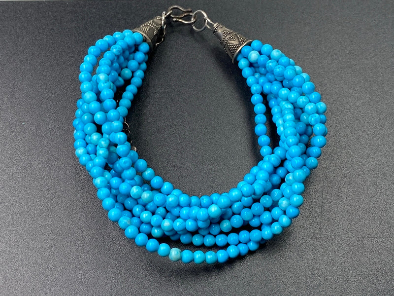 3mm blue howlite round beads bracelet and neckllace
