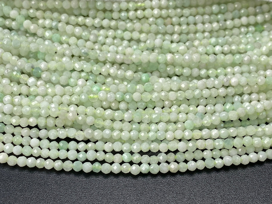 15.5" 2mm natural genuine green Burma jadeite Round faceted beads