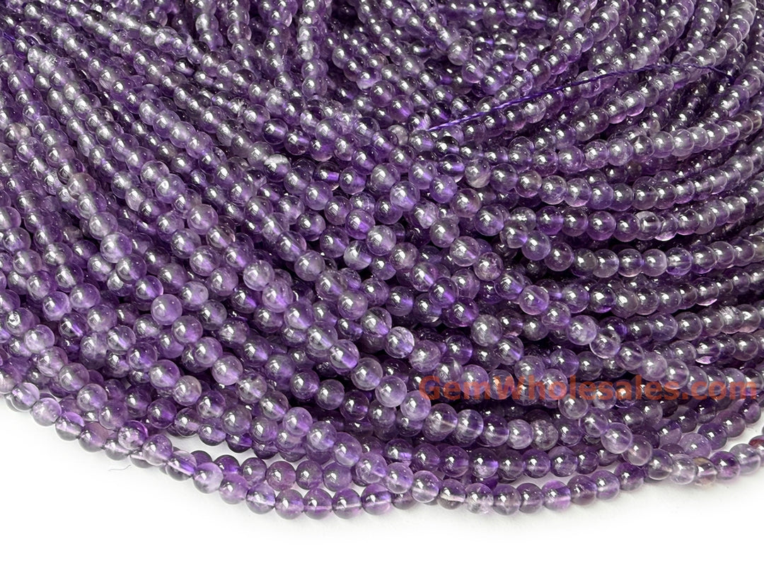 15.5" 2mm Natural amethyst round beads, purple color crystal