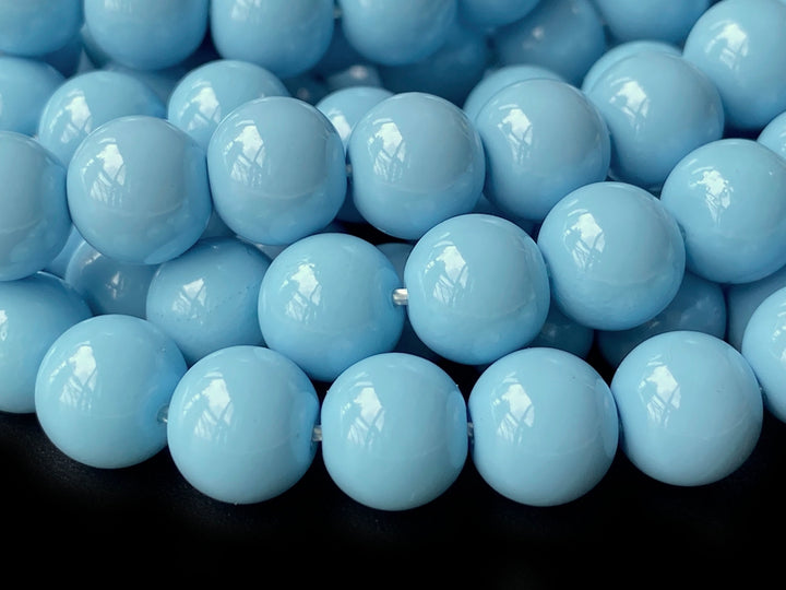 15.5" Glass druk round beads angelite blue 6mm/8mm/10mm