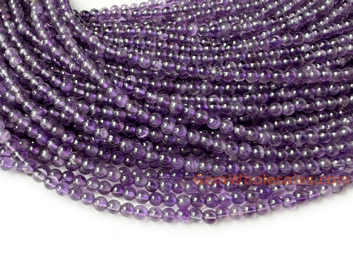 15.5" 2mm Natural amethyst round beads, purple color crystal