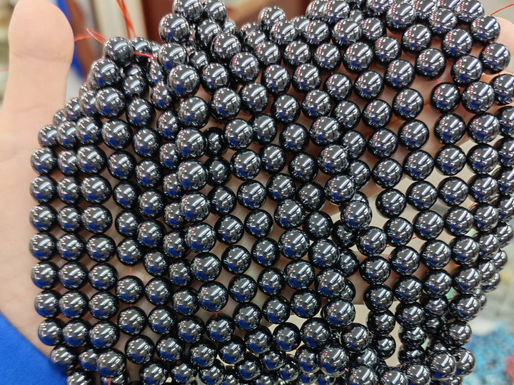 Magnetic hematite stone 6mm/8mm/10mm round beads, 15.5"