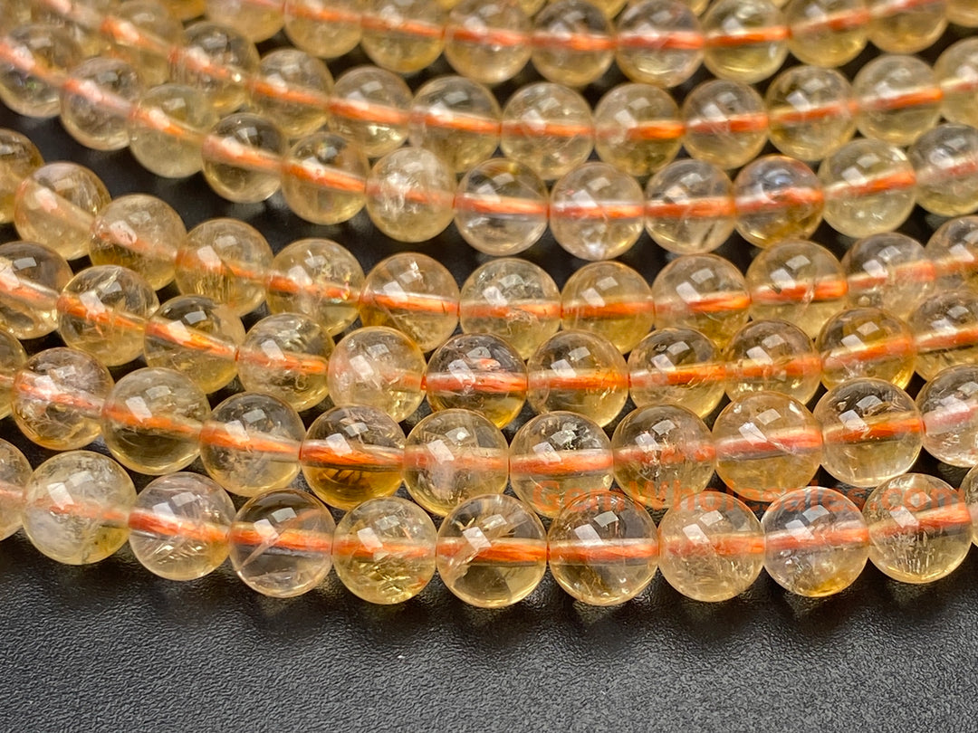 Perles rondes en citrine naturelle de 6 mm, 15,5 pouces, pierre précieuse, pierre semi-précieuse, quartz jaune