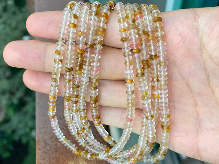 15.5" 2x4mm Fire Cherry Quartz rondelle beads, roundel beads