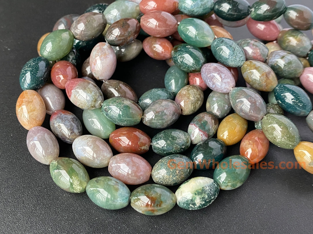 10x14mm Natural Indian agate oval beads, 15.5"