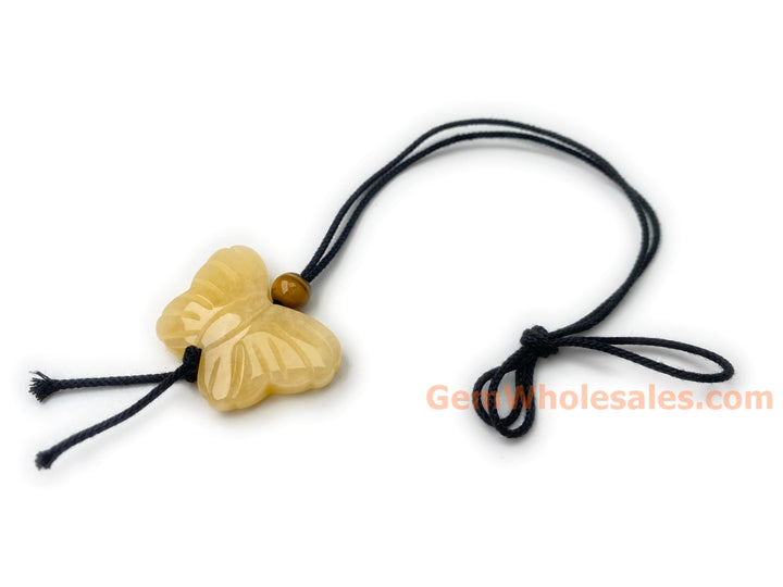 28x38mm big natural yellow jade butterfly pendant handmade necklace