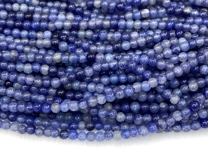15" 2mm Natural blue aventurine stone round beads