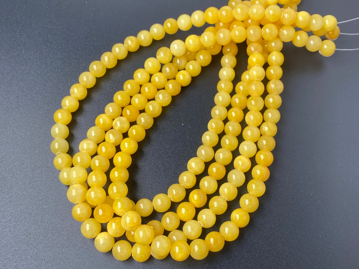 15.5" 8mm/10mm/12mm gold yellow dyed jade Round beads