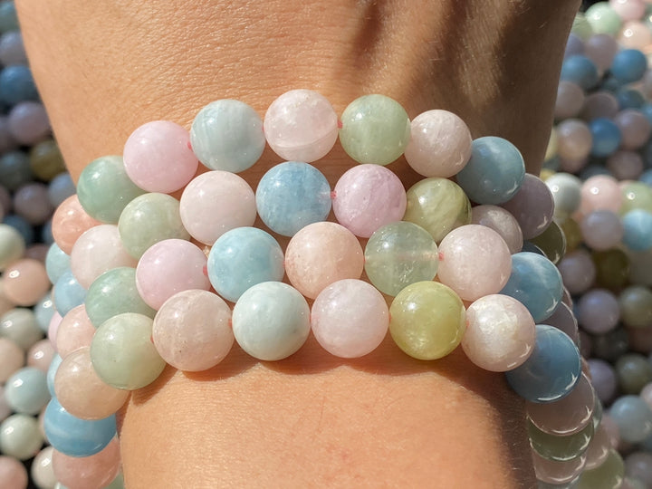 15.5" 10mm Natural Morganite stone multi color Round gemstone Beads