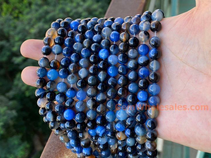 15" 10mm Dream brown blue Fire agate round beads