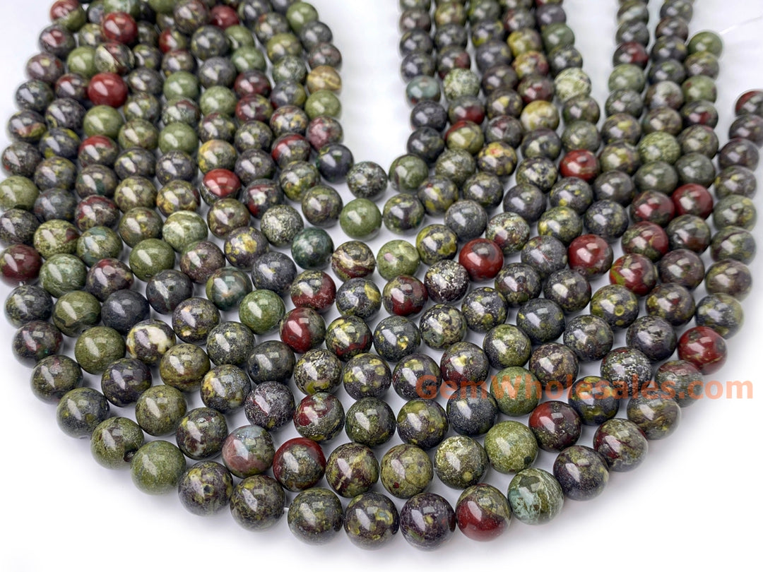 15.5" 8mm/10mm Natural green Australia dragon blood jade Round beads