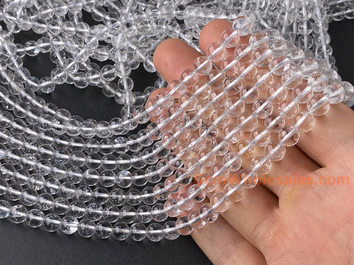 15.5" 6mm Natural rock crystal quartz round beads with inclusion A