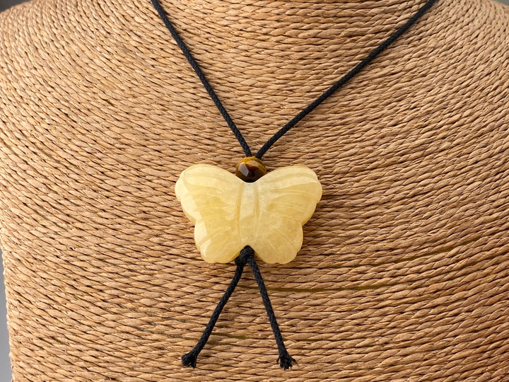 28x38mm big natural yellow jade butterfly pendant handmade necklace