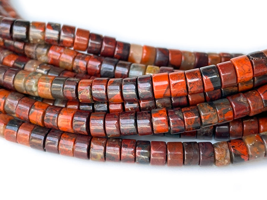 15" 2x4mm Natural flower red jasper Heishi gemstone jewelry beads