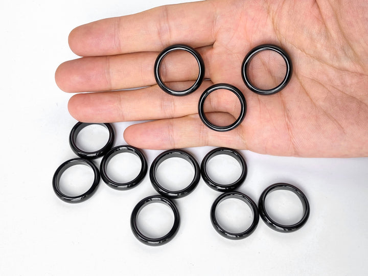 1PC 22~25mm Black onyx/Agate round rings, charm pendant