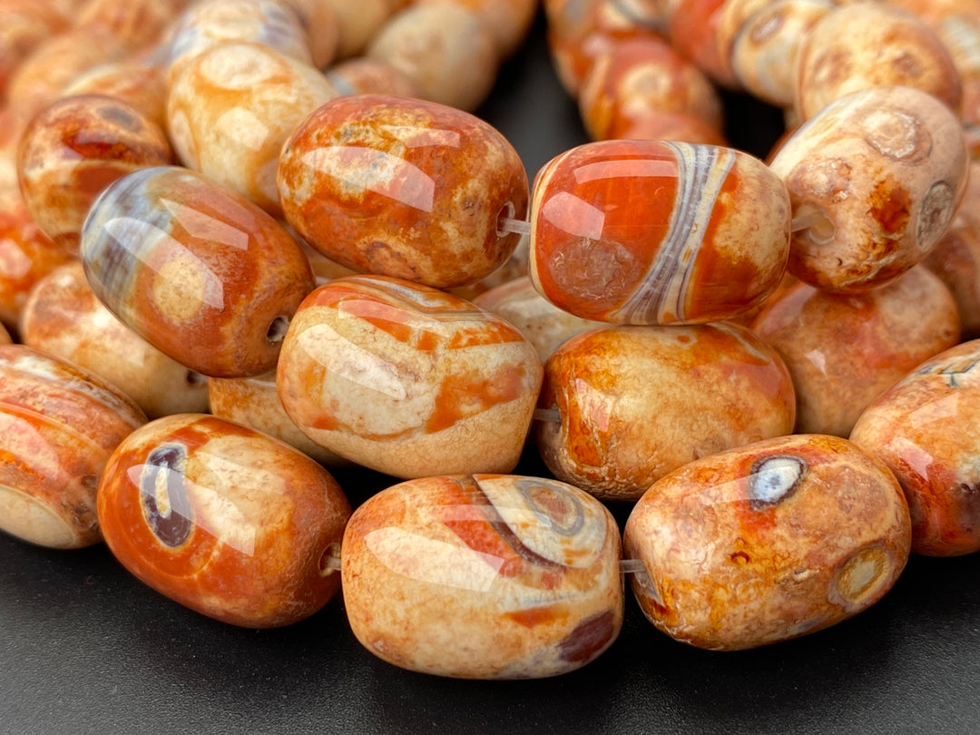 13x18mm Orange fire Agate barrel beads for jewelry making, 15"