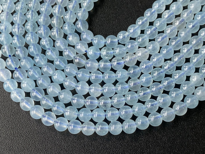 Perles rondes en aigue-marine naturelle de 4 mm, 15,5 pouces, perles bleu clair laiteux