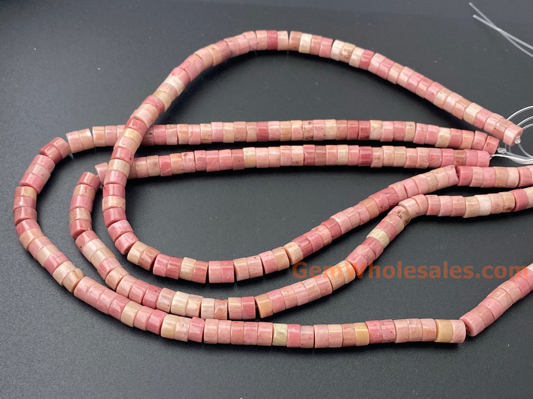 15.5" 3x6mm natural Rhodonite stone Heishi Disc jewelry beads