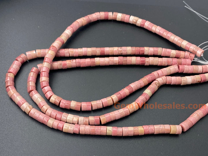 15.5" 3x6mm natural Rhodonite stone Heishi Disc jewelry beads