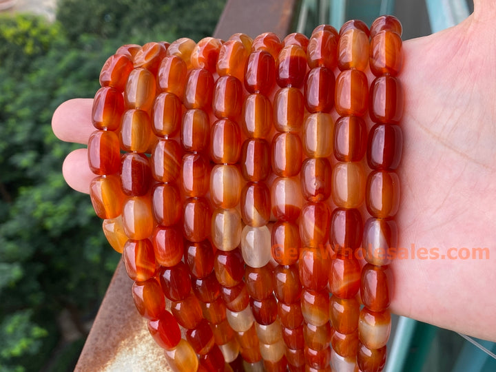 15" 10x14mm red Agate barrel drum beads semi precious stone